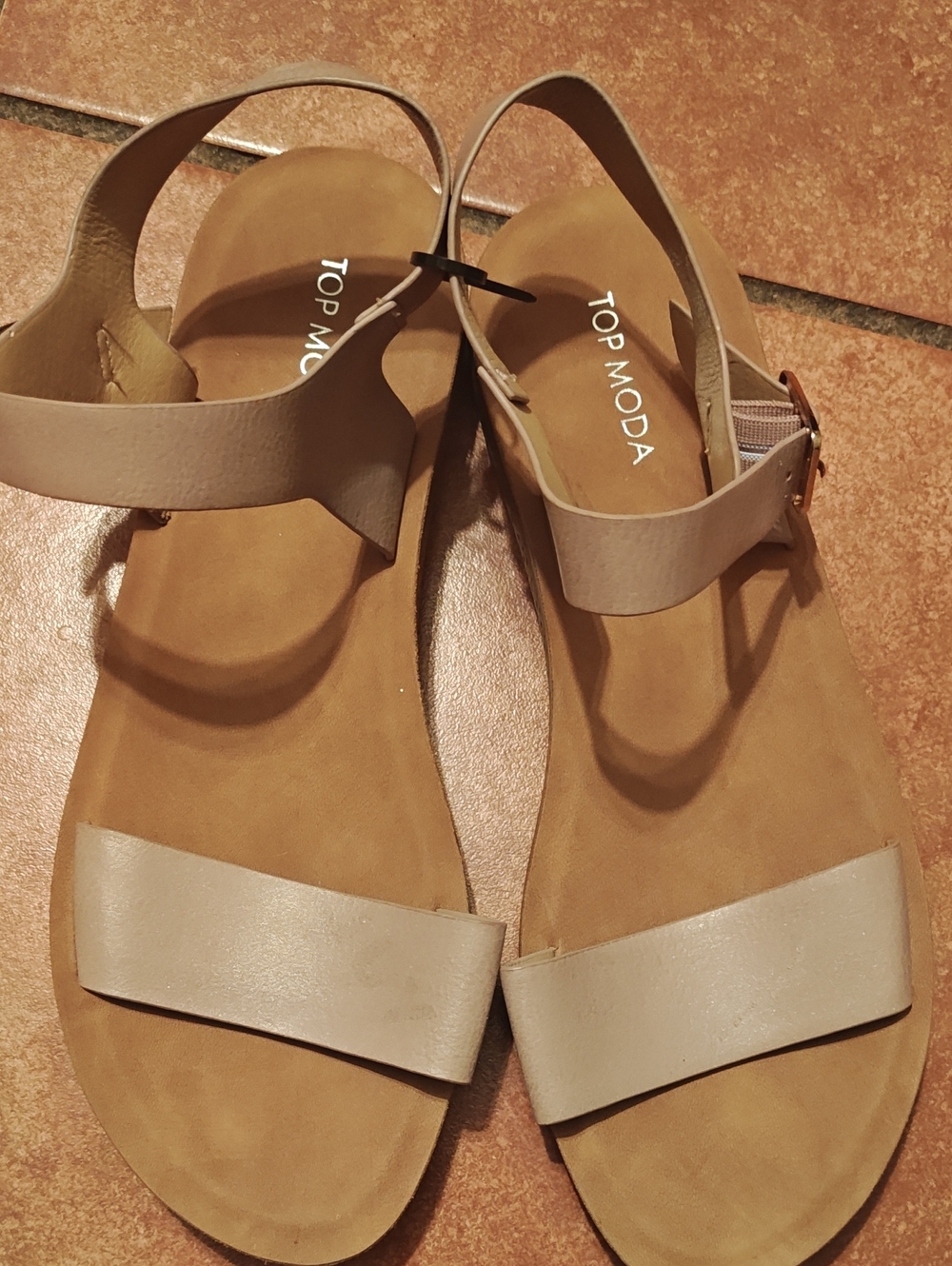 TOP Moda Beige/Tan Flat Slingback Sandals